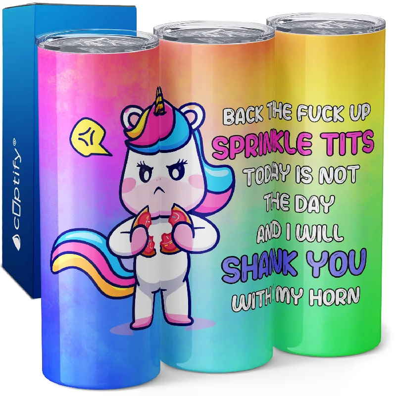 Trendy reusable glass cups-Back the Fuck Up Sprinkle Tits 20oz Skinny Tumbler