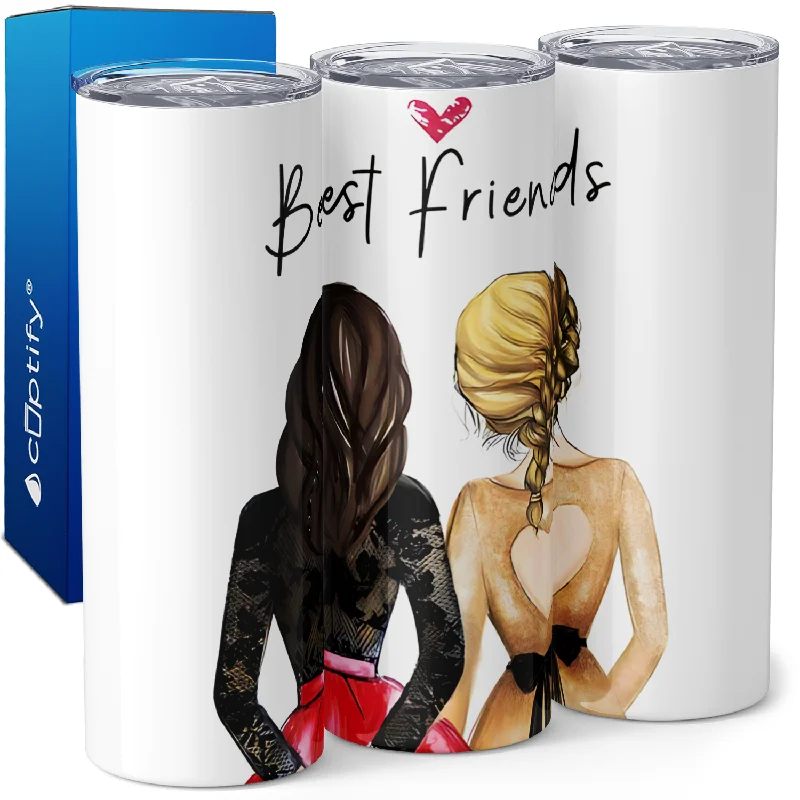 Designer double-wall espresso cups-Best Friends Heart 20oz Skinny Tumbler