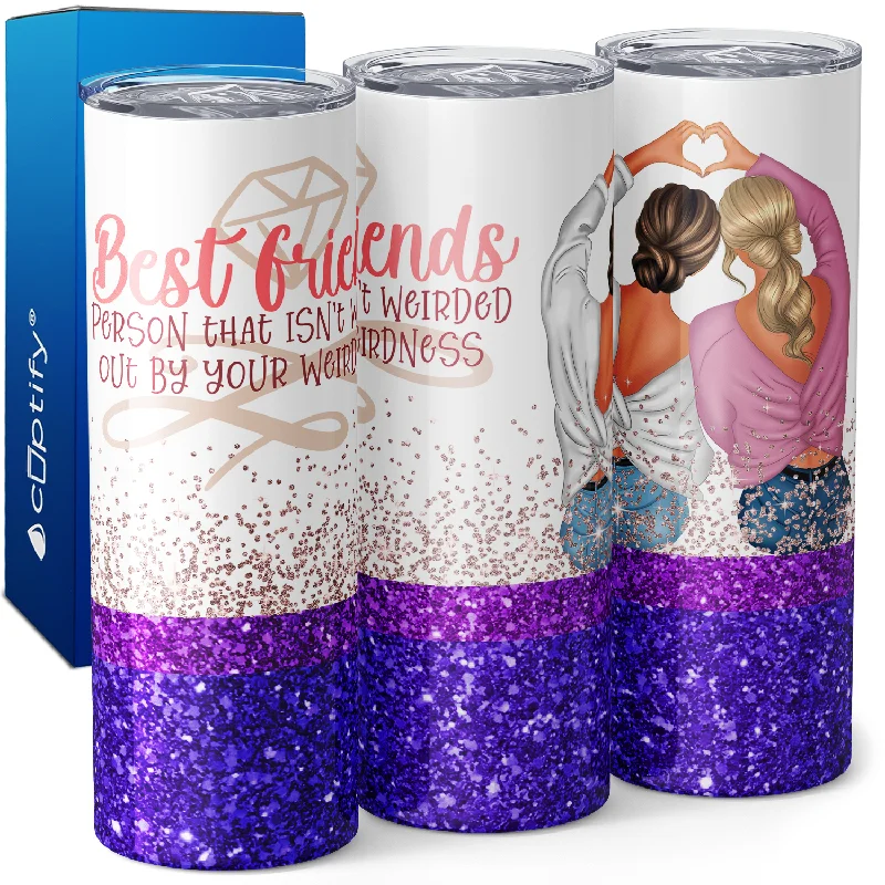 Elegant hand-painted mugs-Best Friends on Purple Glitter 20oz Skinny Tumbler