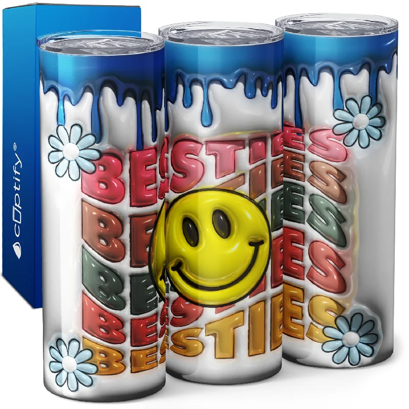 Stylish glass mugs for coffee-Besties Smiley Inflated Balloon 20oz Skinny Tumbler