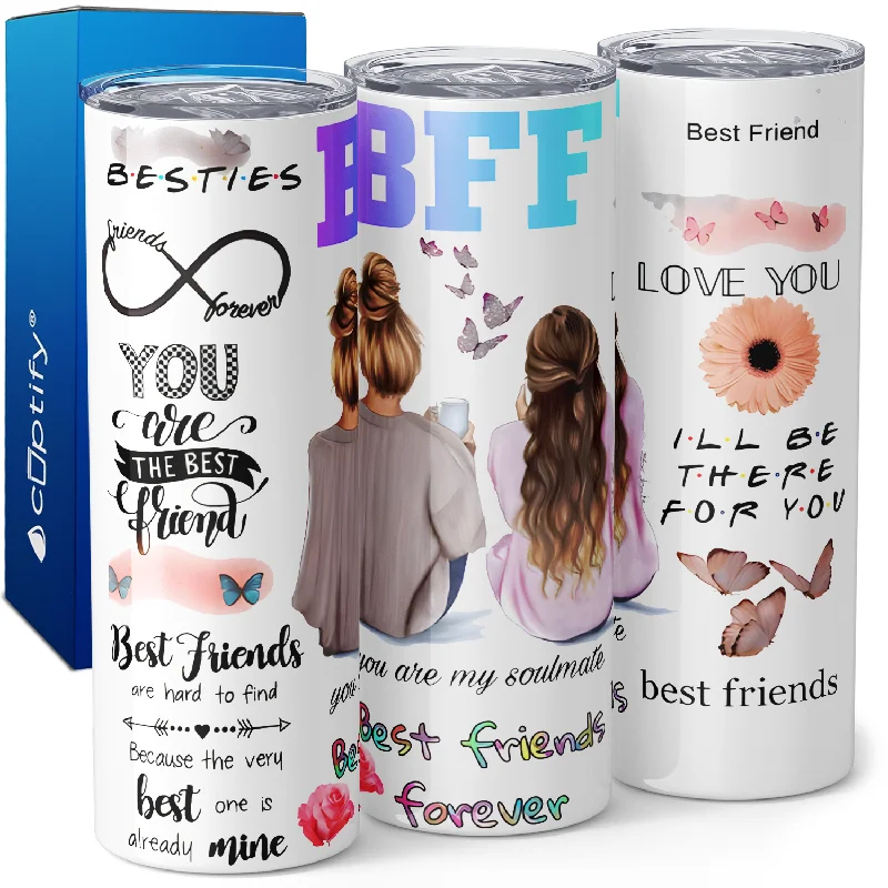 Elegant tea cups with saucers-BFF Best Friends Forever 20oz Skinny Tumbler