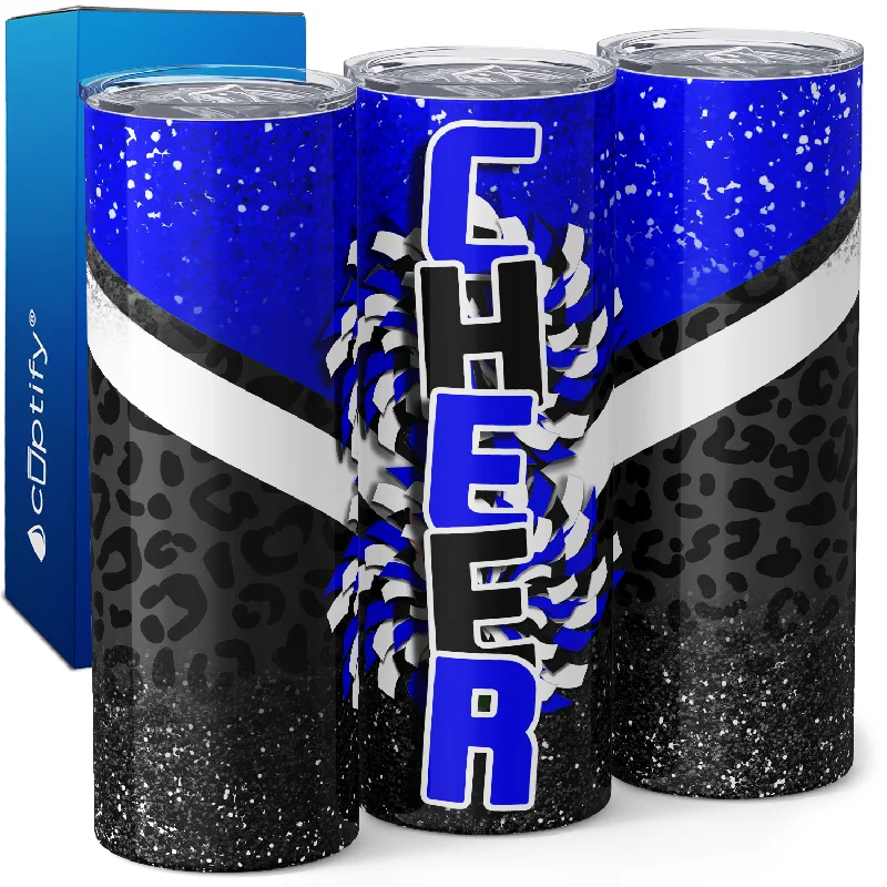 Elegant champagne flutes for parties-Cheer Glitter Leopard Print 20oz Skinny Tumbler