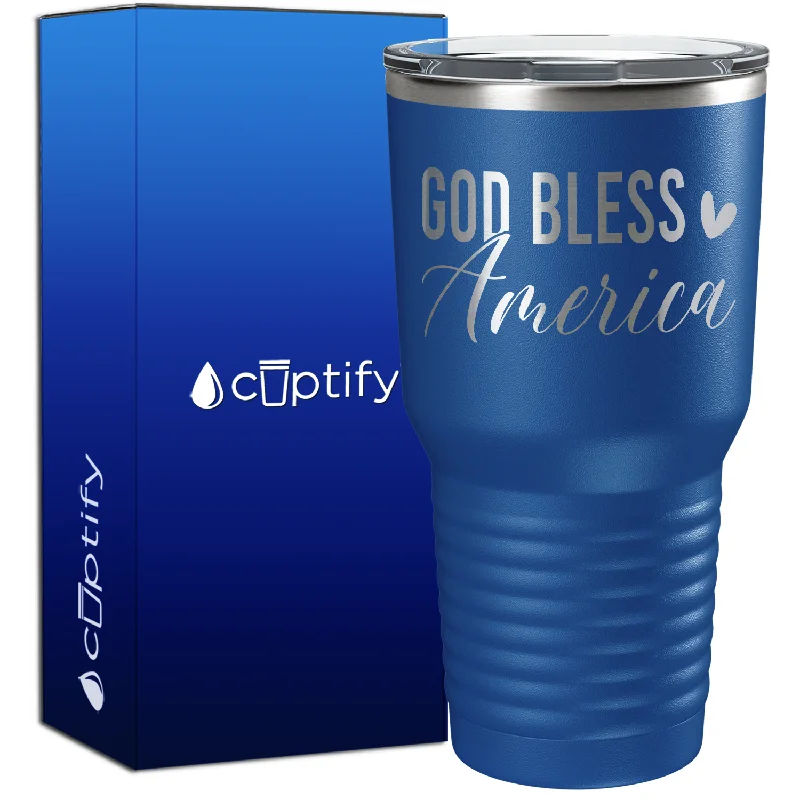 Casual camping coffee mugs-God Bless America 30oz 4th of July Tumbler