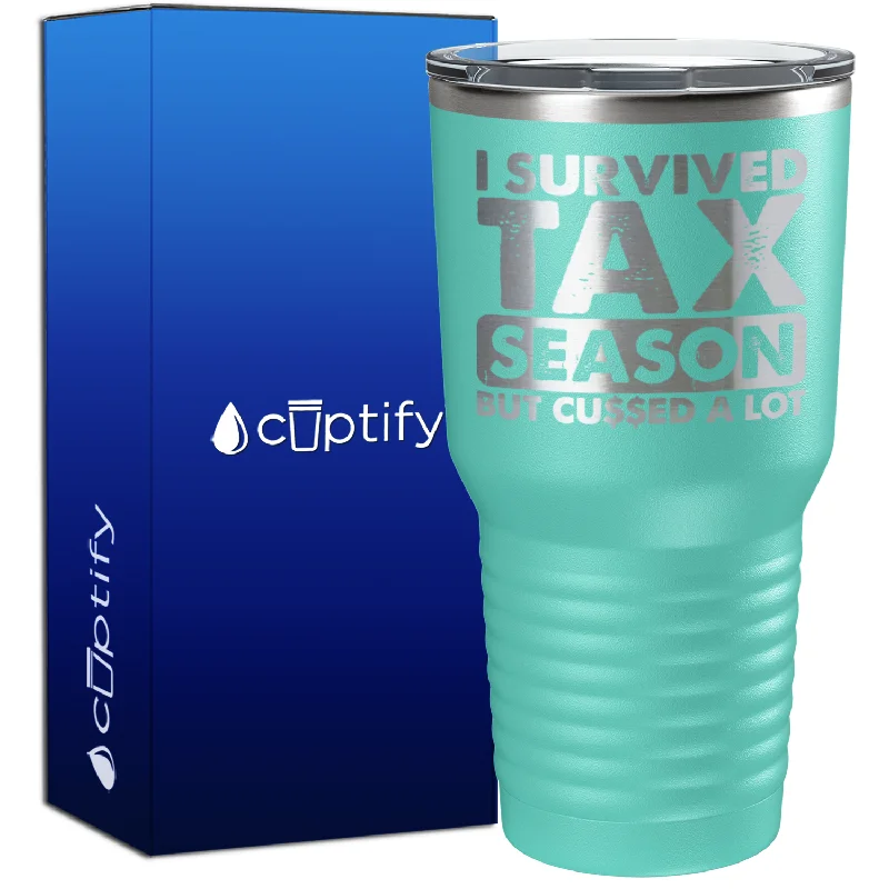 Soft bamboo travel tumblers-I Survied Tax Season 30oz Accountant Tumbler