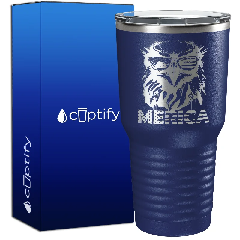 Trendy matte black tumblers-Merica Eagle 30oz 4th of July Tumbler