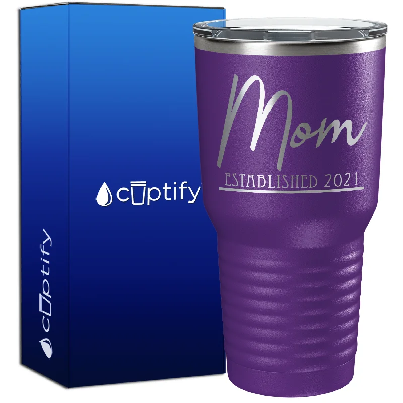 Elegant crystal tumblers for whiskey-Mom Established 30oz New Baby Tumbler