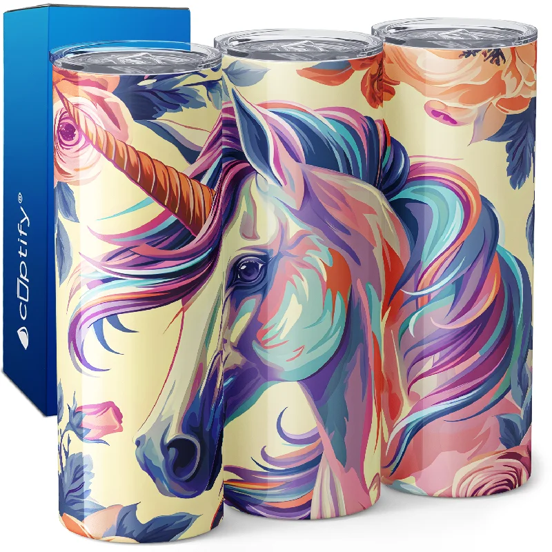 Trendy glass water cups-Pastel Unicorn 20oz Skinny Tumbler