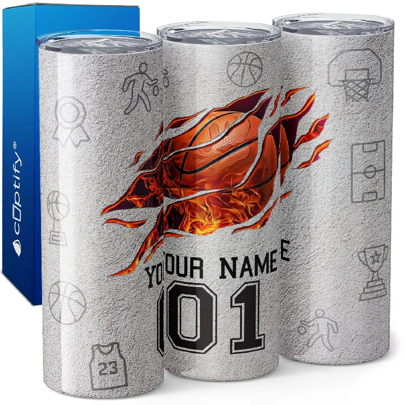 Elegant hand-blown glass cups-Personalized Basketball with Number 20oz Skinny Tumbler