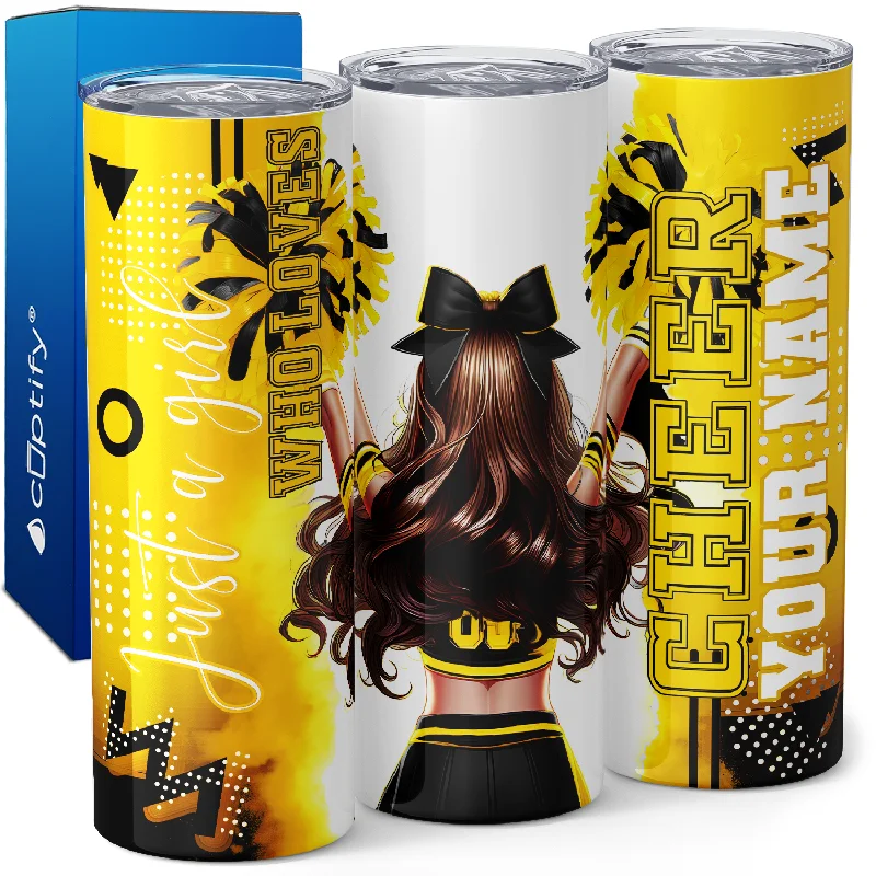 Elegant wine glasses in sets-Personalized Cheer Girl Brunette 20oz Skinny Tumbler