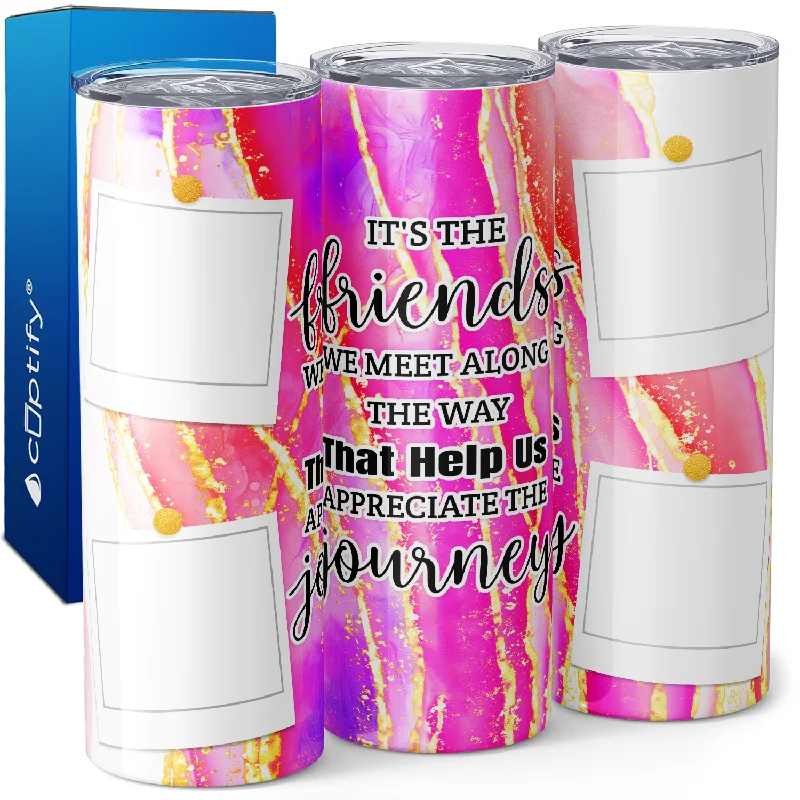 Luxury gold-rimmed coffee mugs-Personalized Photo Picture Frames It's the Friends We Meet 20oz Skinny Tumbler