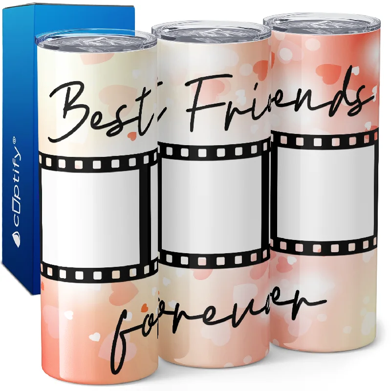 Vintage retro teacups-Personalized Photo Film Strip Best Friends Forever 20oz Skinny Tumbler