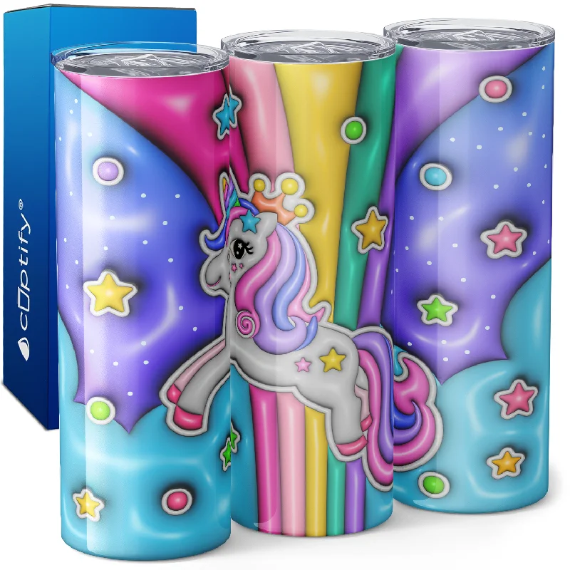 Designer porcelain espresso cups-Unicorn Rainbow Inflated Balloon 20oz Skinny Tumbler