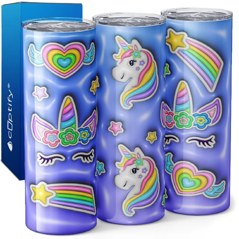 Casual plastic cups for parties-Unicorns and Unicorn Faces Purple Inflated Balloon 20oz Skinny Tumbler