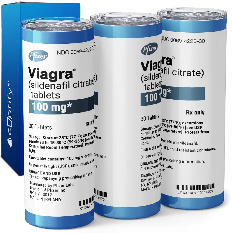 Designer double-wall tumblers-Viagra 20oz Skinny Tumbler